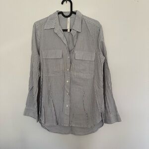 Babaton Pinstripe Button-Up Shirt